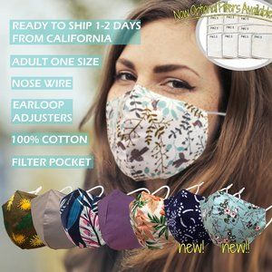 3PACK Adult Face Mask Ear Loop Adjust Nose Wire